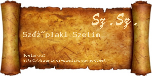 Széplaki Szelim névjegykártya